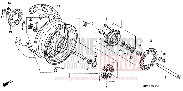 ROUE ARRIERE de CBR1000RR "Fireblade" GRAPHITE BLACK (NHB01BA) 2006